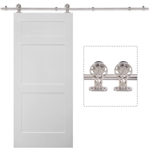 HOMCOM 6.6ft Sliding Barn Door Stainless Steel Hardware Kit Silver