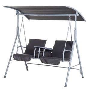 Outsunny 2-Seater Swing Chair Steel Frame Grey