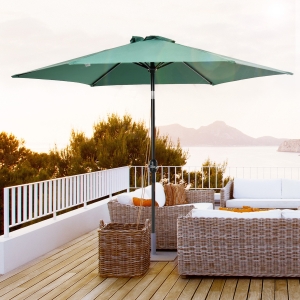 Outsunny 2.7m Patio Garden Umbrella Outdoor Parasol W/ Crank and 38mm Aluminum Tilt Pole-Green
