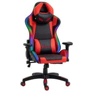 Vinsetto Gaming Office Chair with RGB LED Light, Lumbar Support, Gamer Recliner, Red
