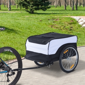 HOMCOM Folding Bicycle Cargo Trailer W/Cover-Black/White