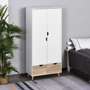 HOMCOM Particle Board 2-Drawer Wardrobe White/Oak