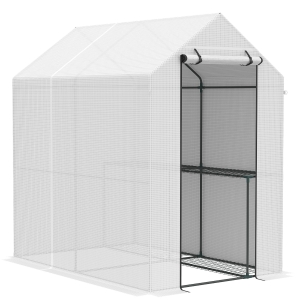 Outsunny Walk-In Greenhouse Tunnel Steel Frame Transparent PE 186x120x190cm
