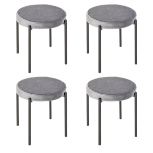 HOMCOM Backless Stackable Dining Stools Fabric Upholstered Set of 4 Round Chair