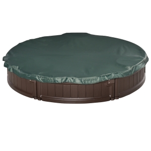Outsunny Kids Outdoor Round Sandbox w/ Canopy for 3-12 years old Brown
