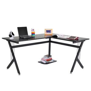 HOMCOM 61" L-Shaped Corner Computer Desk Laptop Workstation PC Table Home Office