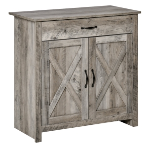 HOMCOM Farmhouse Barn Door Sideboard Buffet Storage Cabinet Coffee Bar Vintage Wood