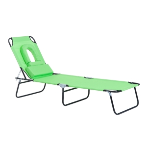 Outsunny Sun Lounger Recliner W/Pillow-Green