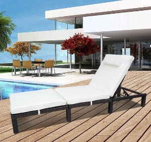 Outsunny Rattan Sun Lounger-Brown