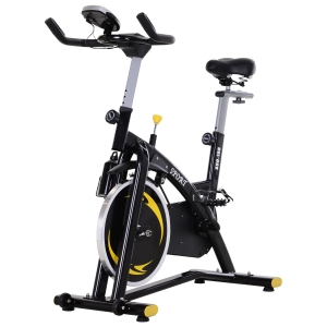 HOMCOM Steel Flywheel Belt Drive Exercise Bike Cardio Workout with LCD Black/Yellow