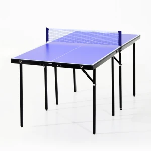 HOMCOM Folding Mini Compact Table Tennis Top Ping Pong Table Set Professional Net Games Sports Training Play Blue