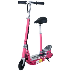 HOMCOM 12V Battery 120W Teens Foldable Electric Scooter Adjustable Ride Over 7 years old -Pink