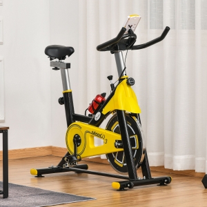 HOMCOM Exercise Bike with Belt Drive Adjustable Resistance Seat Handlebar LCD Display