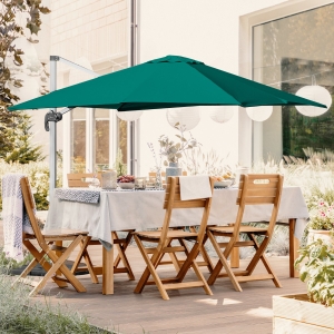 Outsunny 3m Cantilever Aluminium Frame 360 Rotation Hanging Parasol Green