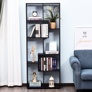 HOMCOM 8-Shelf Particle Board Bookcase Corner Bookshelf w/ Melamine Surface Foot Pads Black
