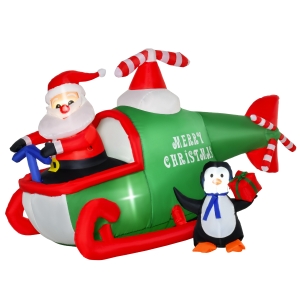 HOMCOM 1.2m Christmas Inflatable Decoration w/ Santa Claus Penguin for Holiday Party