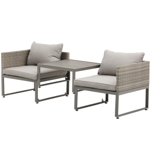 Outsunny 2 Seater Rattan Wicker Adjustable Sofa Coffee Table Set Outdoor Garden Patio Furniture