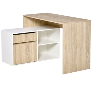 HOMCOM L-Shaped Corner Computer Desk Study Table PC Work w/ Storage Shelf Drawer Office