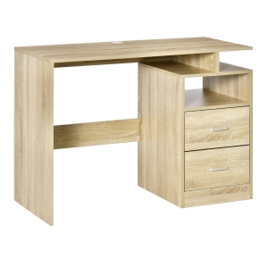HOMCOM Bureau informatique table d'ordinateur contemporain multi-rangement chêne