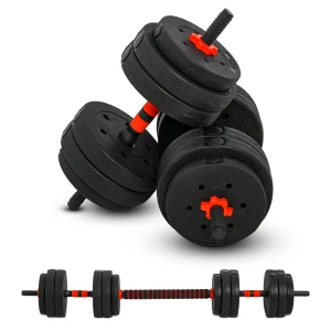 HOMCOM 25kg 2 IN 1 Adjustable Dumbbells Weight Set, Dumbbell Hand Weight Barbell for Body Fitness, Lifting Training for Home, Office, Gym, Black