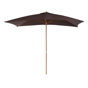 Outsunny Garden Parasol Umbrella Wooden Sun Umbrella Outdoor Sun Shade Canopy, Dark Coffeeï¼Œ2 x 3m