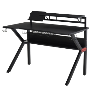 HOMCOM Metal Frame Gaming Computer Desk w/Cup Holder Headphone Hook & Cable Basket Black