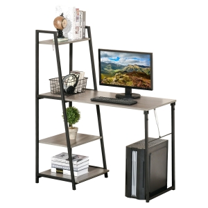 HOMCOM Foldable Office Desk with Storage Shelf Computer Workstation Dining Table