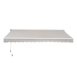 Outsunny 2.95Lx2.5M Retractable Manual/Electric Awning-Cream White/White