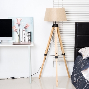HOMCOM Classic Tripod Floor Lamp, Adjustable Height-Cream White