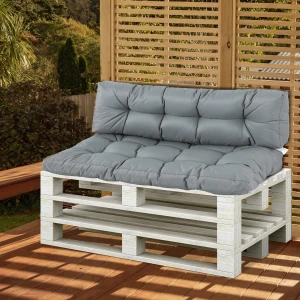 Outsunny Garden Pallet Cushions, Set of 2, Tufted Seat and Back Pad for Indoor/Outdoor, Dark Grey