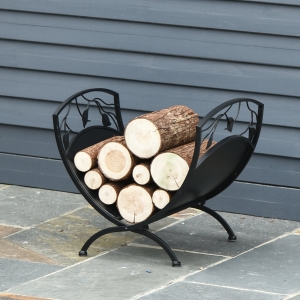 Outsunny Iron Arched Opaque Log Rack Black
