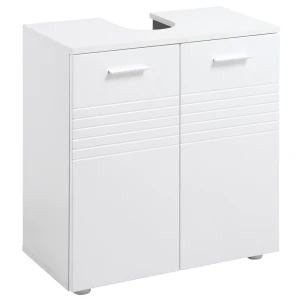 kleankin Pedestal Under Sink Cabinet, Bathroom Vanity Storage Cupboard with Adjustable Shelf, White
