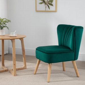 HOMCOM Faux Velvet Vertical Tufted Accent Chair Green