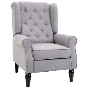 HOMCOM Fabric Tufted Accent Armchair Sofa Studio Couch Grey