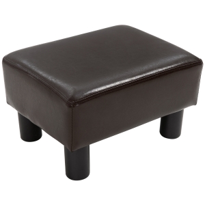 HOMCOM Faux Leather Boxy Footstool - Brown