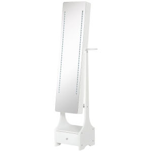 HOMCOM MDF LED Illuminated Glass Mirror Jewellery Cabinet White