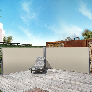 Outsunny Steel Frame Retractable Double Side Awning Beige
