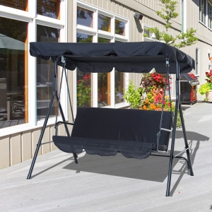 Outsunny Hammock Swing Chair, 2/3-Seater, Adjustable-Black