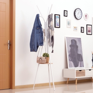 HOMCOM Coat Rack, 45Lx45Wx180H cm, Metal-White