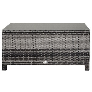 Outsunny Rattan Garden Furniture Coffee Table Patio Tempered Glass (Mixed Grey)
