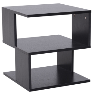 HOMCOM Modern Square 2 Tier Wood Coffee Side Table Storage Shelf Rack Living Room Black