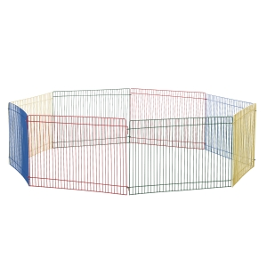 PawHut Cerca para Pequenos Animais Gaiola Modular de Metal Dobrável com 8 Painéis para Pequenos Animais para Interior Exterior 69x69x23cm Multicor