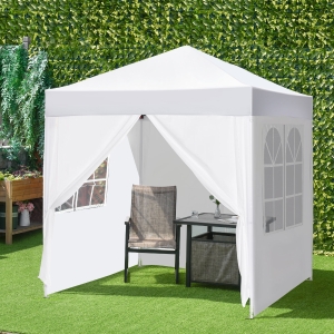Outsunny 2m x 2m Garden Pop Up Gazebo Marquee Party Tent Wedding Awning Canopy New With free Carrying Case White + Removable 2 Walls 2 Windows