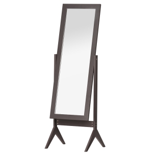 HOMCOM Espelho de Pé para Maquilhagem Reclinável com Estrutura de Madeira para Dormitório Vestidor 47x46x148cm Marrom