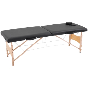 HOMCOM 2 Section Foldable Massage Table Professional Salon SPA Facial Couch Tattoo Bed with Carry Bag Black