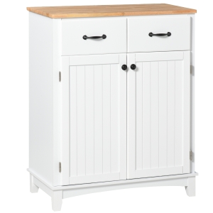HOMCOM Coastal Style Kitchen Buffet Sideboard Storage Cabinet Tableware Organizer with Drawers for Living Room, Dining Room, Bathroom, Entryway