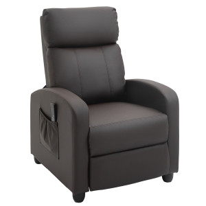 HOMCOM Poltrona de Massagem Poltrona Relax Reinclinável com Controle Remoto 2 Zonas de Massagem 8 Programas 5 Níveis de Intensidade Estofado em PU 68x88x98cm Marrom