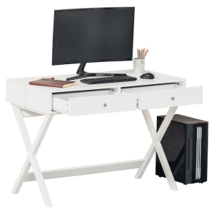Bureau informatique design contemporain 2 tiroirs blanc