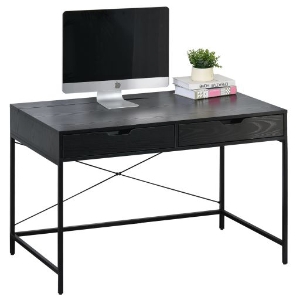 Bureau informatique style industriel 2 tiroirs noir