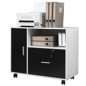 Support d'imprimante multi-rangement panneaux particules noir blanc